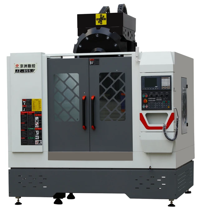 Dreiviertelansicht einer mit JZ-855 gekennzeichneten CNC-Maschine mit Doppelt&uuml;ren und Bedienfeld.